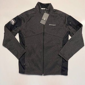 NEW Spyder Fleece Jacket Sweater Adult Gray Black Outdoors Zip Knit Mens Size L